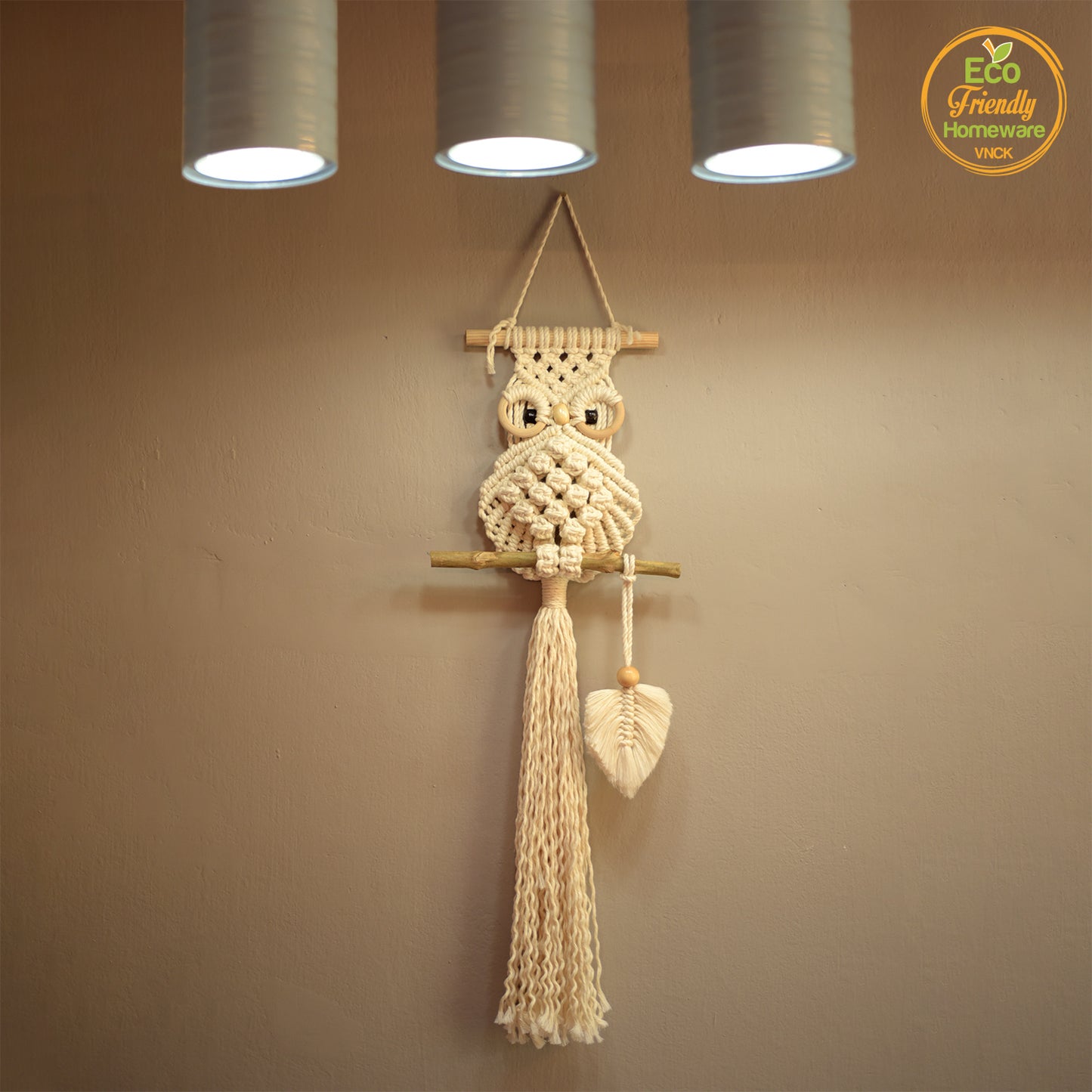 Macrame Owl Decor Office - Trang Trí Tường Hình Con Cú Bằng Macrame 10x26"