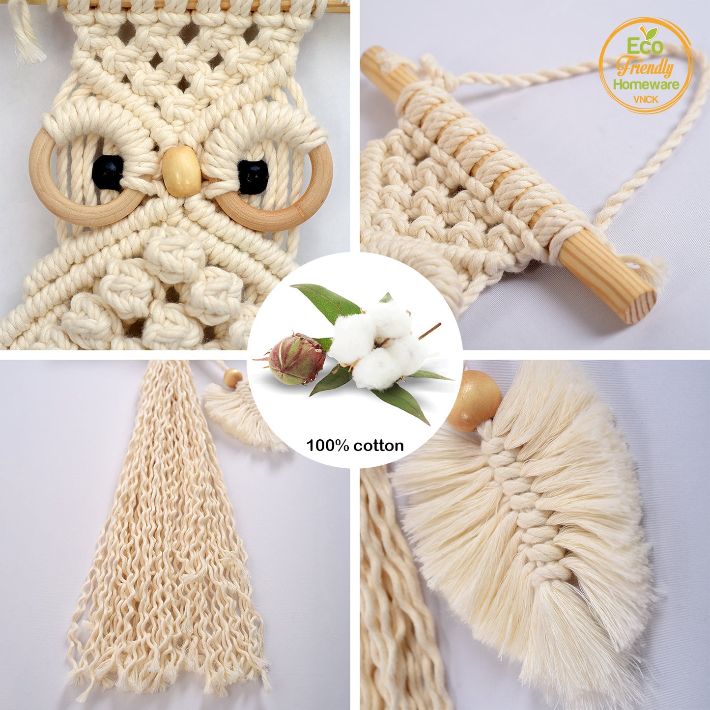 Macrame Owl Decor Office - Trang Trí Tường Hình Con Cú Bằng Macrame 10x26"
