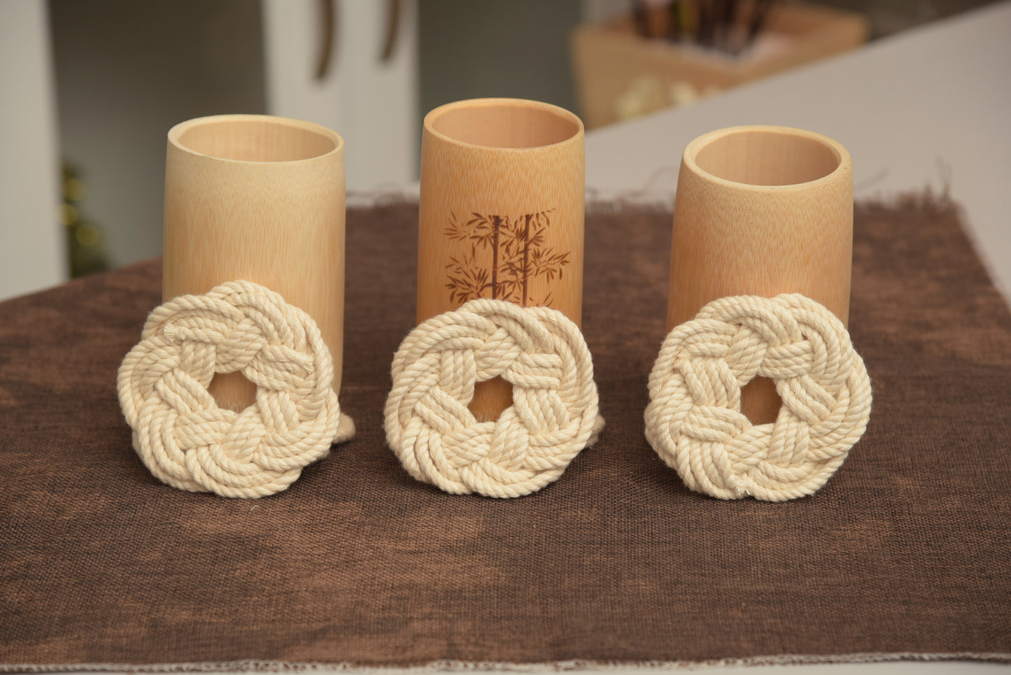 6 Pcs Macrame Coasters for Coffee Table, Boho Coasters for Drinks, Farmhouse Coasters for Drinks Absorbent