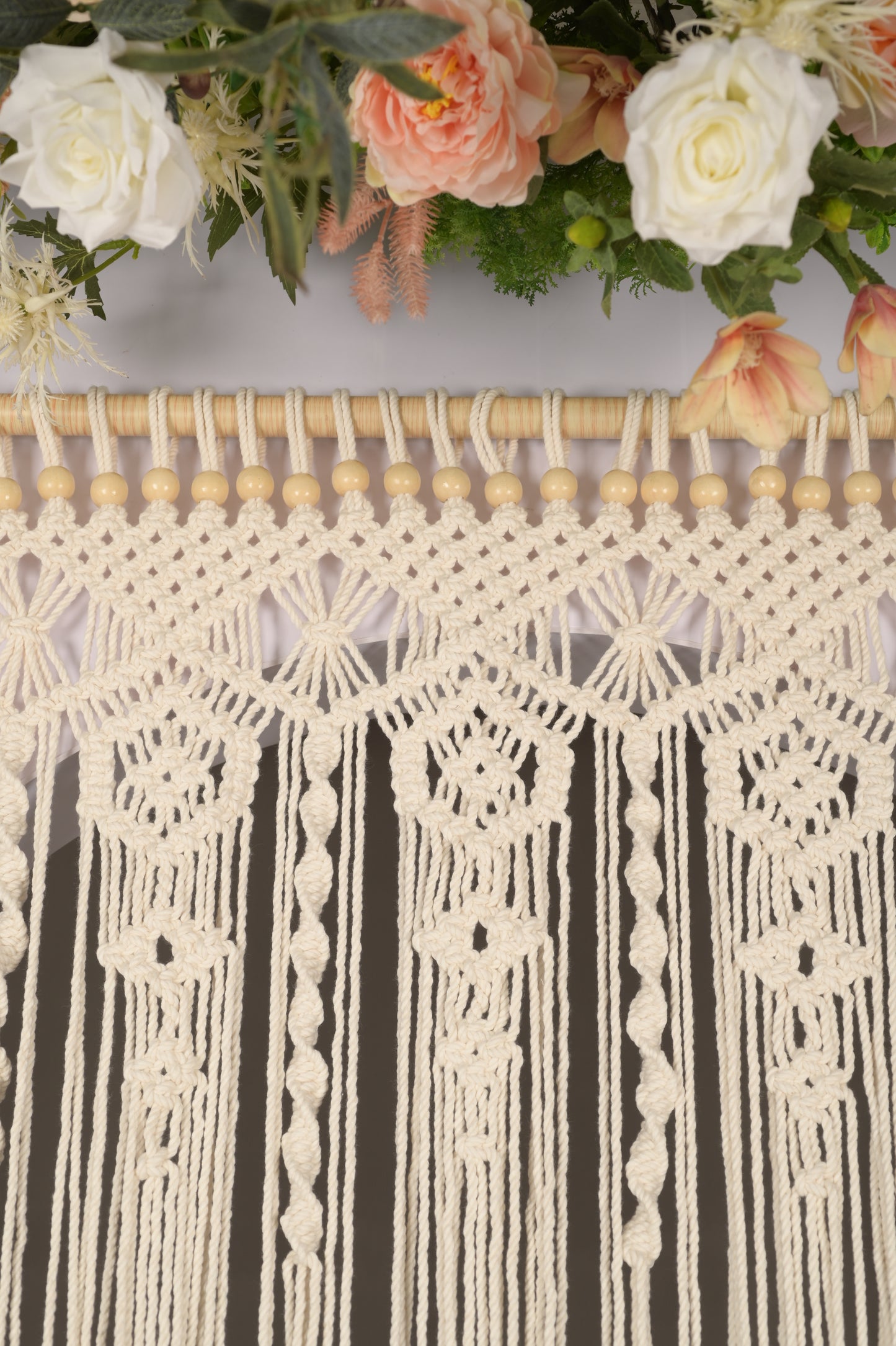 Macrame Beaded Curtains For Doorways, Door Window Curtains, Macromay Wall Decor, Macrame Curtain Panel, Macrame Door Curtains Boho Wedding Decor, Macrame Wedding Backdrop 35" x 77"
