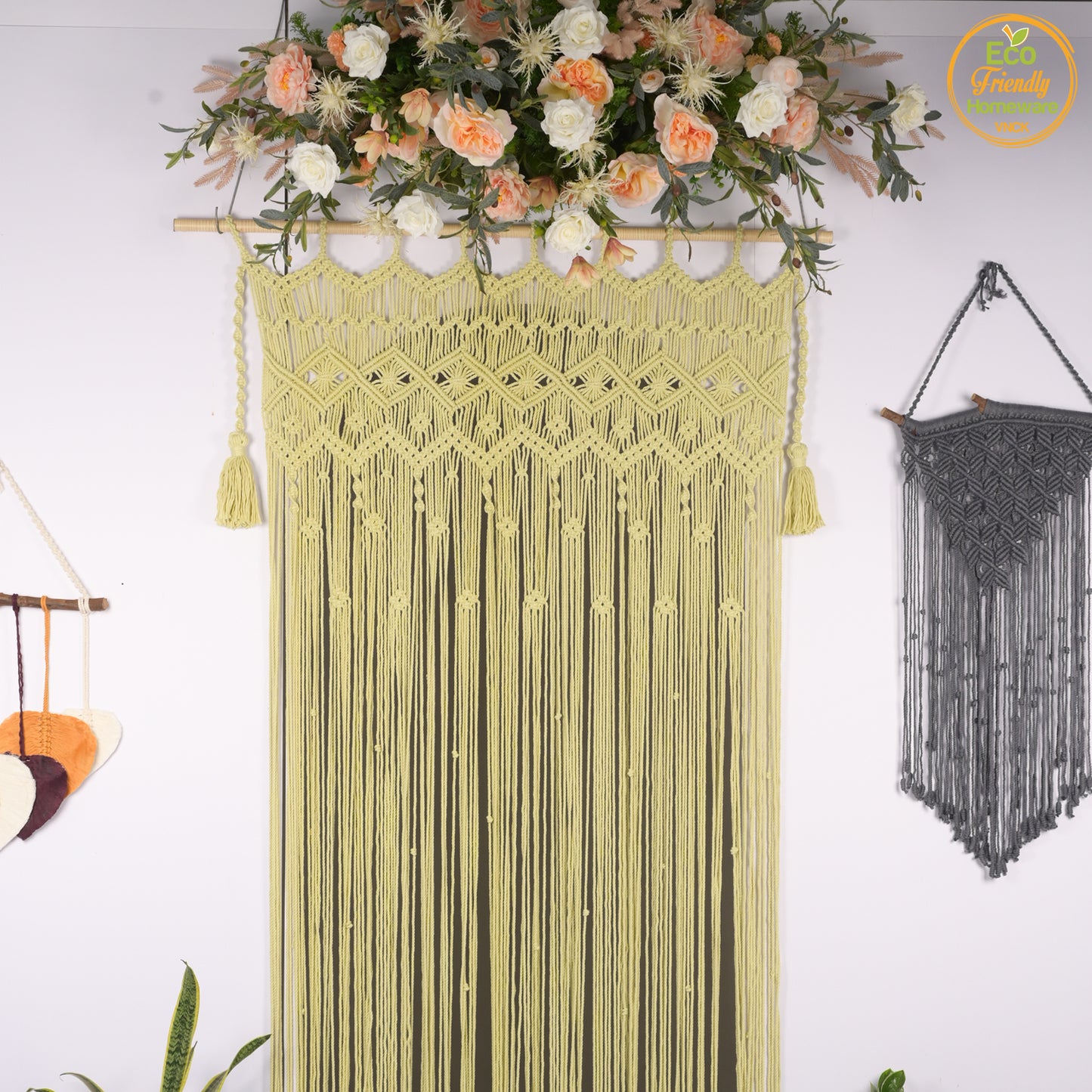 Macrame Beaded Curtains for Doorways, Door Window Curtains, Macromay Wall Decor, Macrame Curtain Panel, Macrame Door Curtains Boho Wedding Decor