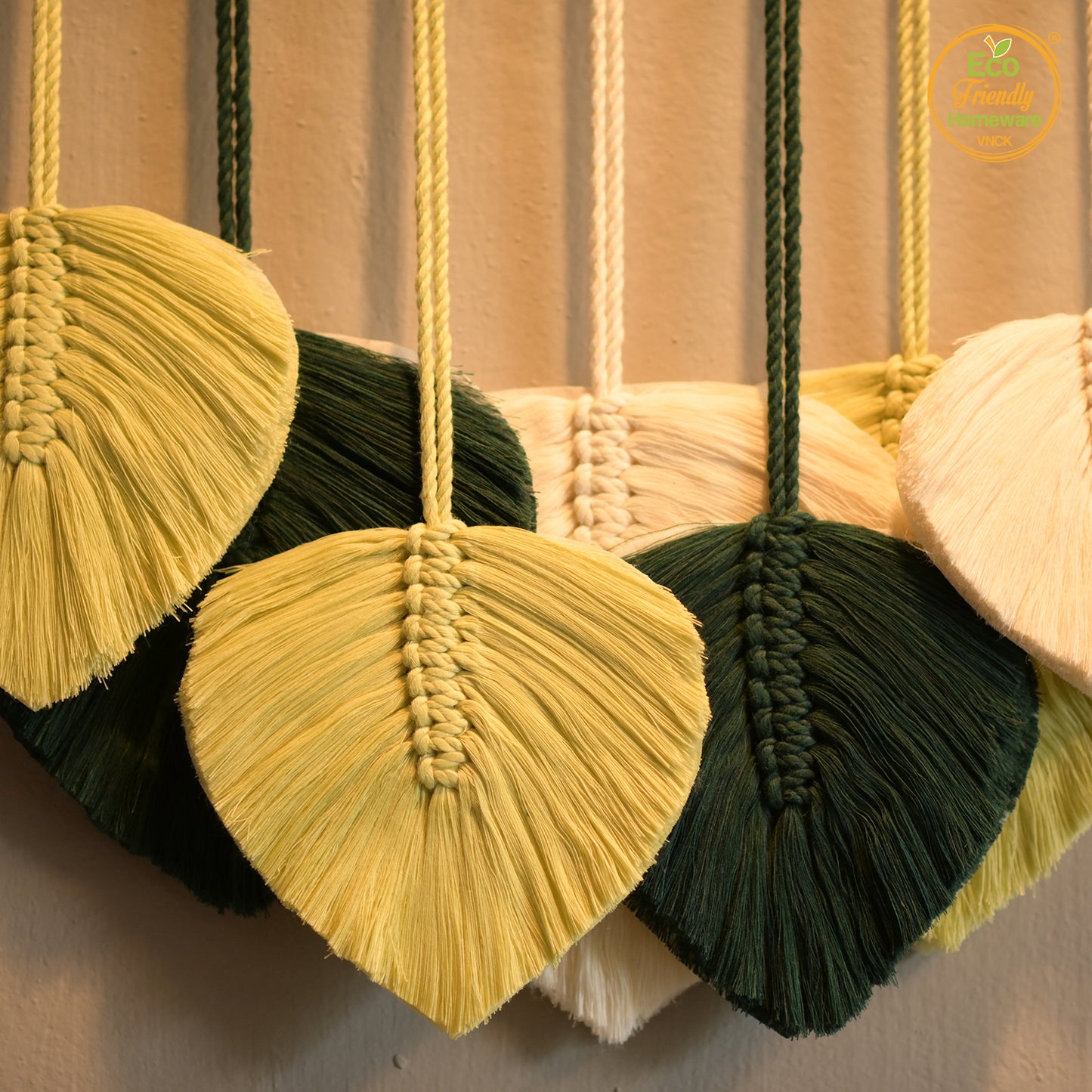 Leaves Macrame Wall Hanging Decor, Lucky Boho Wall Decor, Wall Decor Boho Chic Decor, Bohemian Decor