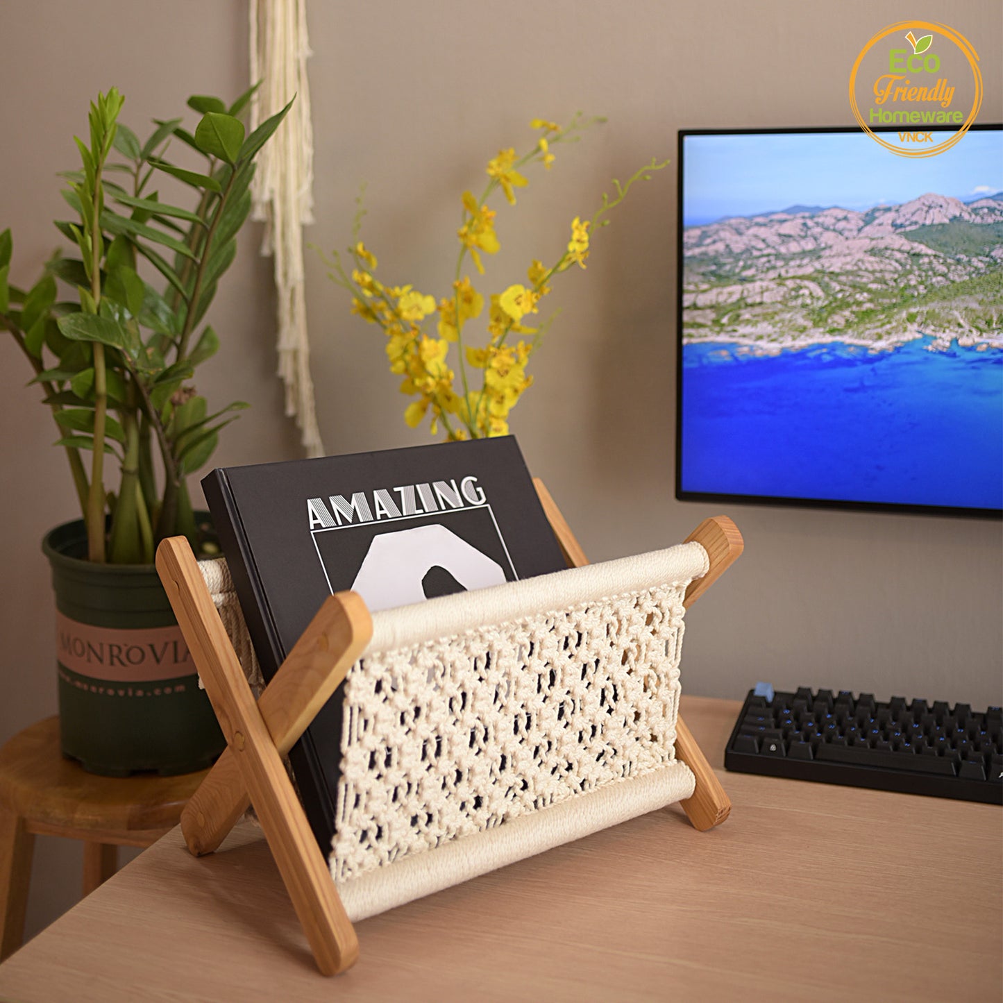 Macrame Boho Magazine Holder, Magazine Rack, Book Holder Magazine Basket Decor, Boho Decor For Living Room, Boho Home Decor, Boho Room Decor, Boho Bedroom Decor