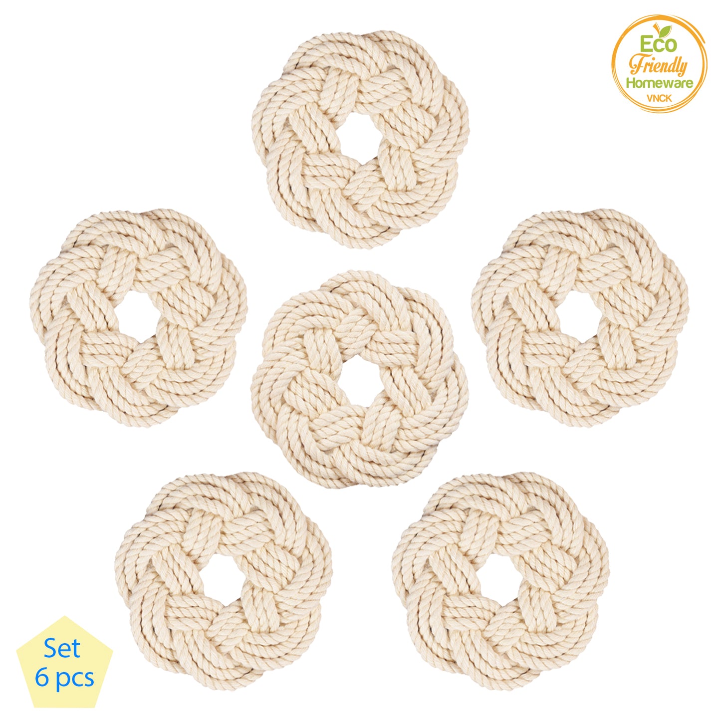 6 Pcs Macrame Coasters for Coffee Table, Boho Coasters for Drinks, Farmhouse Coasters for Drinks Absorbent