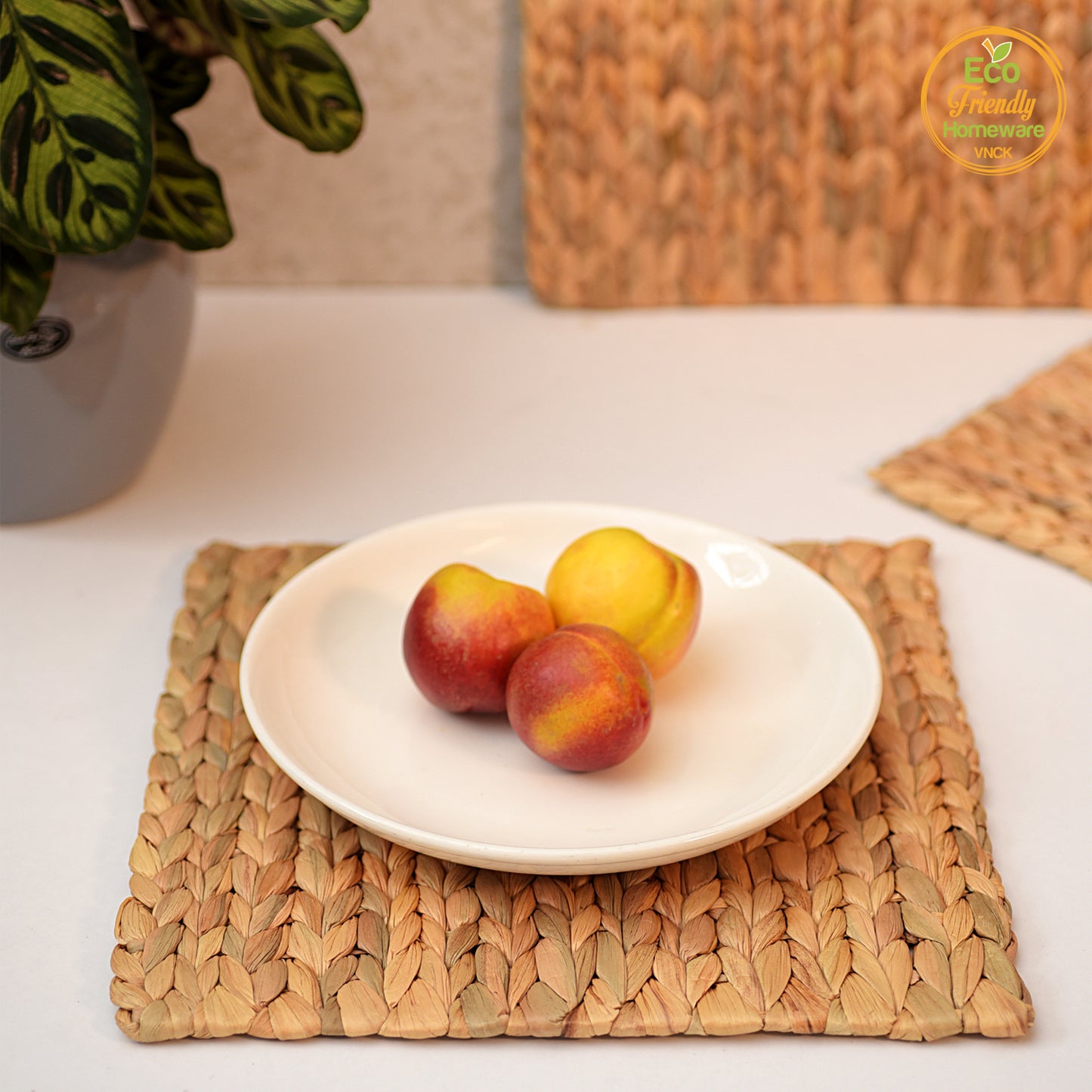 Square Placemats, Table Mats , Chargers for Dinner Plates, Place Mats Indoor, Wicker Placemats 12"