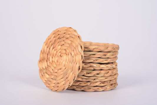 12pcs Coasters for Drinks, Water Hyacinth Coasters for Coffee Table, Porta Vasos para Mesa, Cute Coaster Set, Woven Coasters for Wooden Table