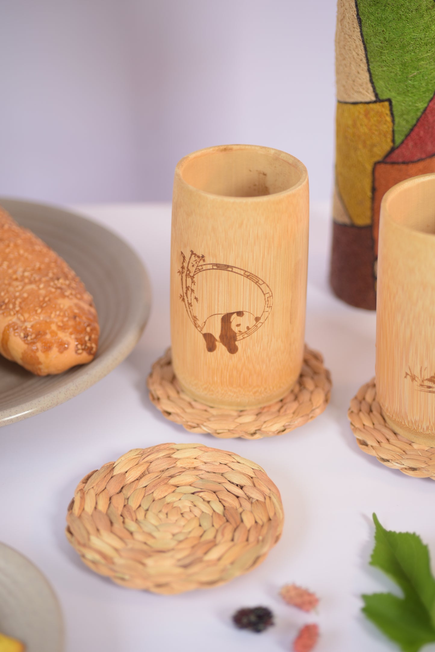 12pcs Coasters for Drinks, Water Hyacinth Coasters for Coffee Table, Porta Vasos para Mesa, Cute Coaster Set, Woven Coasters for Wooden Table