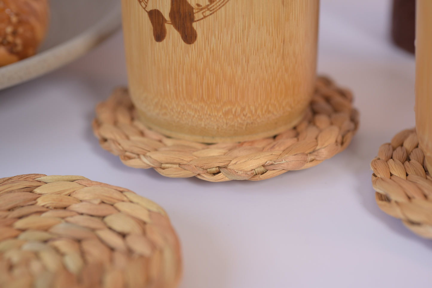 12pcs Coasters for Drinks, Water Hyacinth Coasters for Coffee Table, Porta Vasos para Mesa, Cute Coaster Set, Woven Coasters for Wooden Table